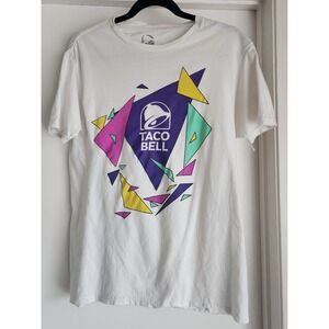 Taco Bell T-Shirt Men's Medium White Cotton Graphic Print Casual Crew Neck
